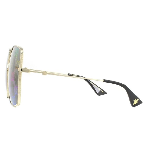 Gucci Sunglasses GG0414 S 003 Gold Gray with Multicolor...